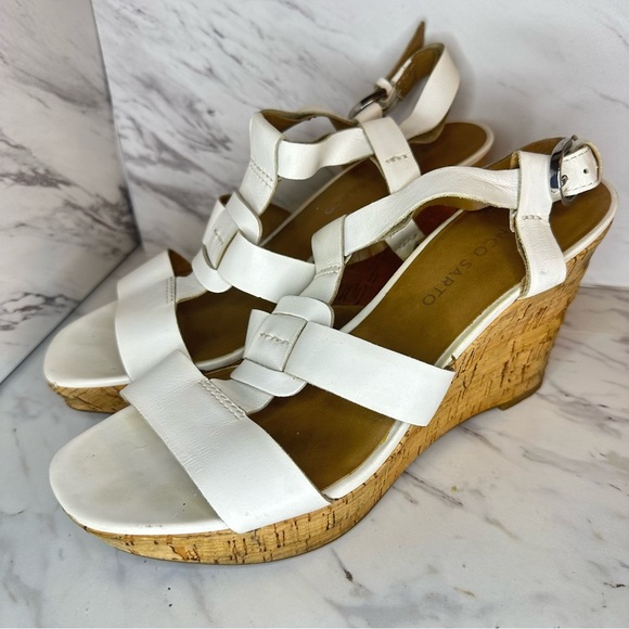 Franco Sarto “Cera” Leather Cork Wedge Sandals - White - Size 8M - Picture 6 of 13